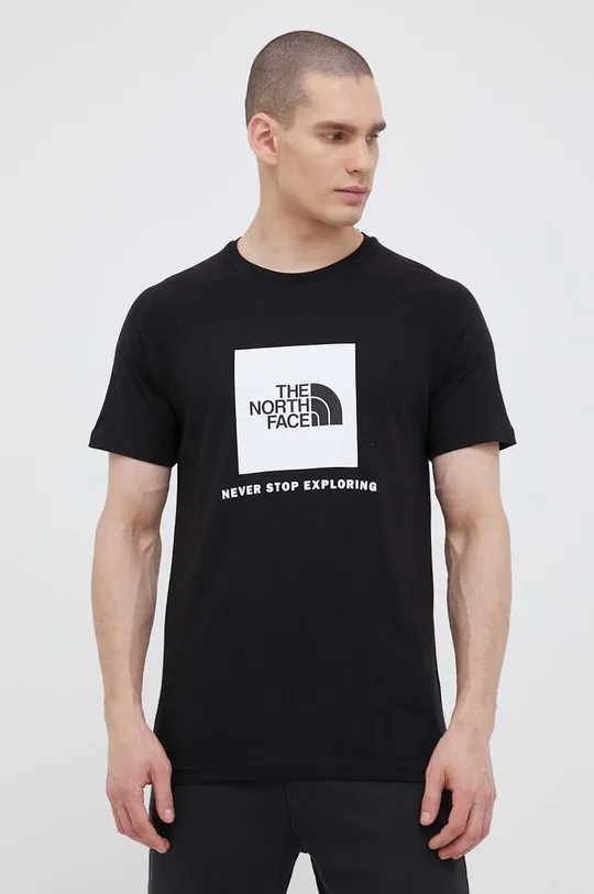 Памучна тениска The North Face черен