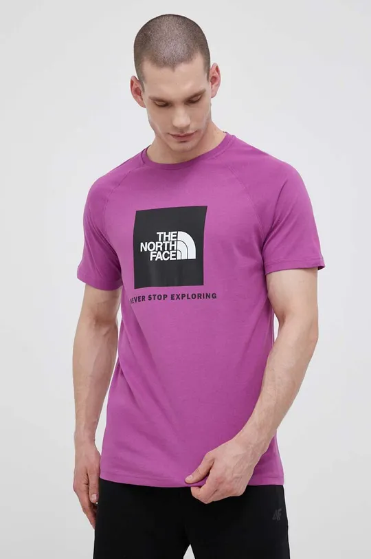 μωβ Βαμβακερό μπλουζάκι The North Face Ανδρικά