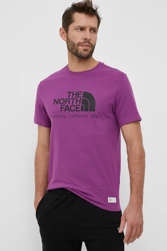 μωβ Βαμβακερό μπλουζάκι The North Face Ανδρικά
