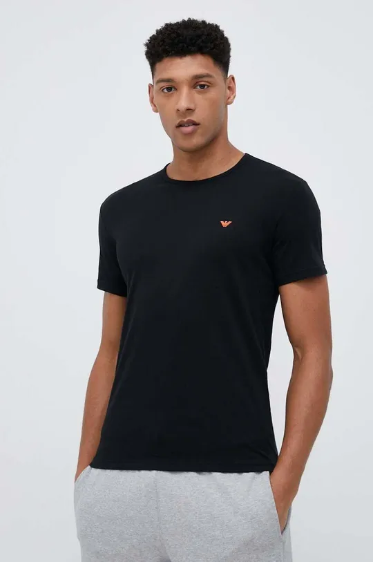 μαύρο Βαμβακερό t-shirt Emporio Armani Underwear 2-pack Ανδρικά