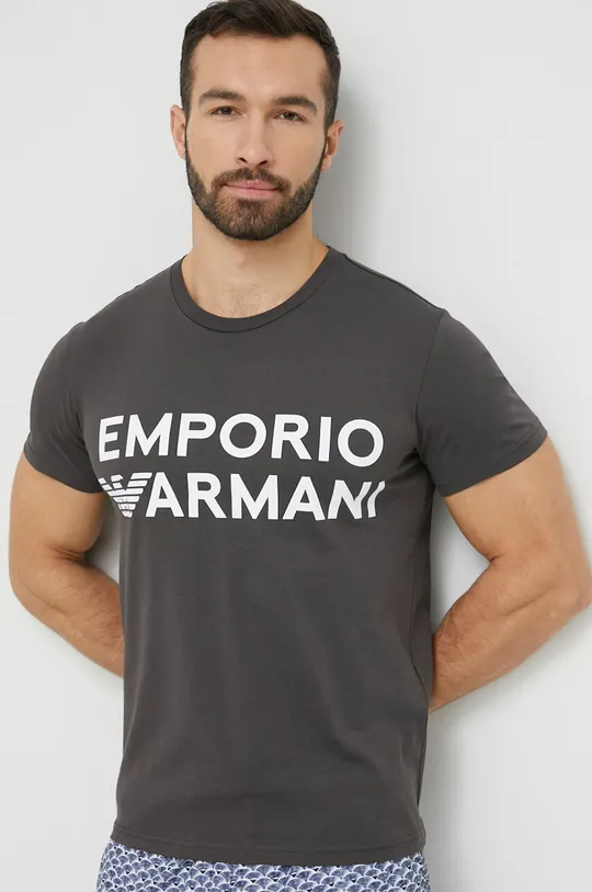 серый Хлопковая пижамная футболка Emporio Armani Underwear Мужской