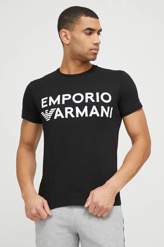 μαύρο Βαμβακερή πιτζάμα μπλουζάκι Emporio Armani Underwear