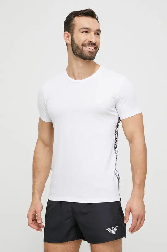 Βαμβακερή πιτζάμα μπλουζάκι Emporio Armani Underwear λευκό