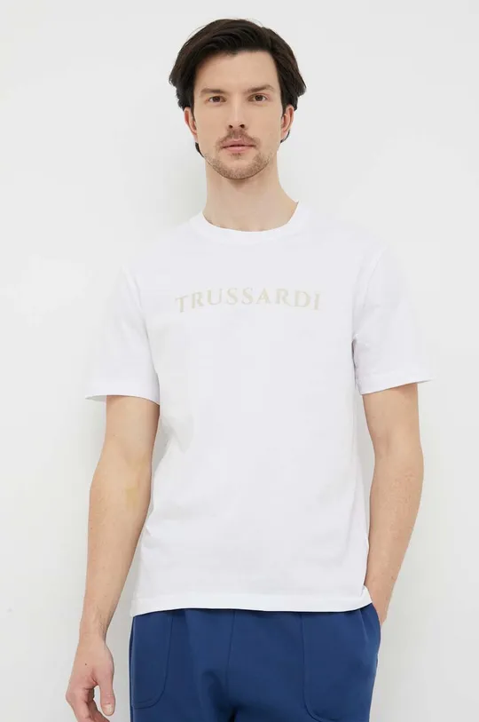 білий Бавовняна футболка Trussardi Чоловічий