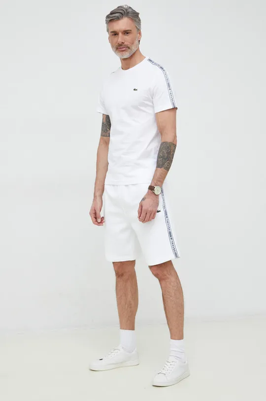 Bavlnené tričko Lacoste biela