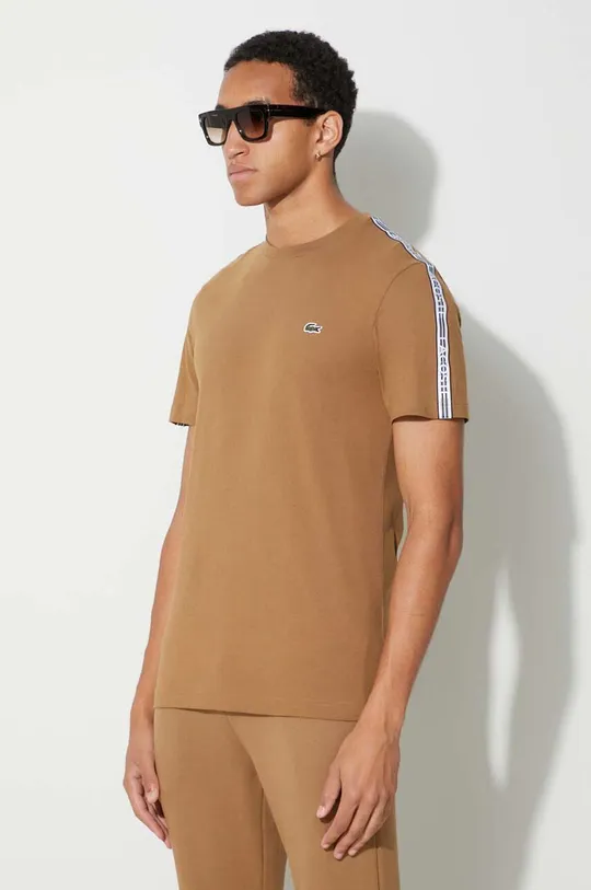 brązowy Lacoste t-shirt bawełniany