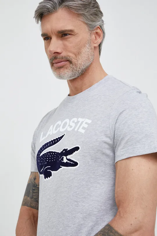 szary Lacoste t-shirt bawełniany