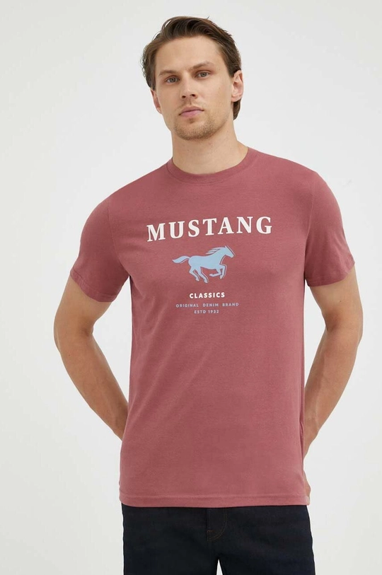 czerwony Mustang t-shirt bawełniany Męski