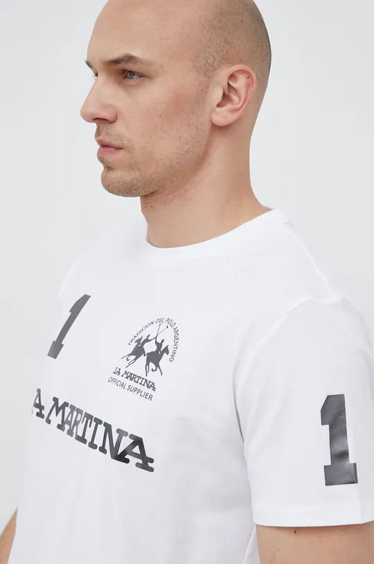 λευκό Βαμβακερό μπλουζάκι La Martina