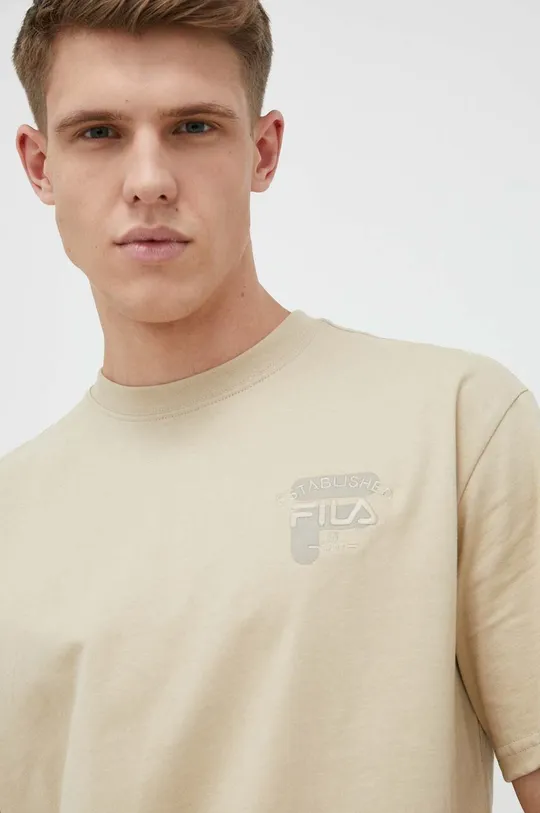beżowy Fila t-shirt bawełniany Męski