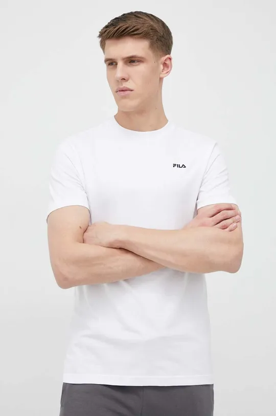 λευκό Βαμβακερό μπλουζάκι Fila Ανδρικά