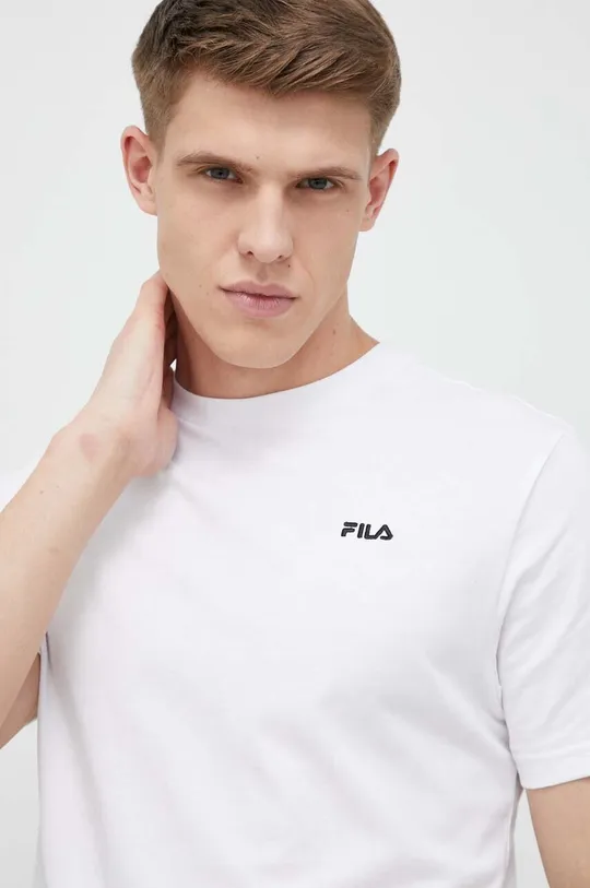 λευκό Βαμβακερό μπλουζάκι Fila