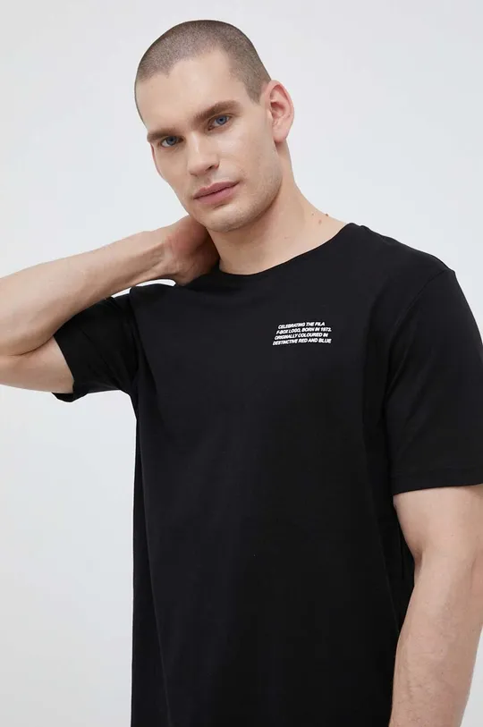 črna Bombažna kratka majica Fila Moški
