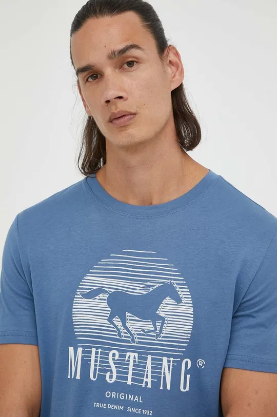 μπλε Βαμβακερό μπλουζάκι Mustang