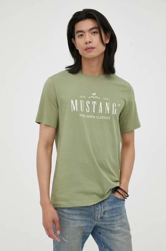 πράσινο Βαμβακερό μπλουζάκι Mustang