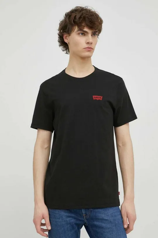 Bombažna kratka majica Levi's 2-pack črna