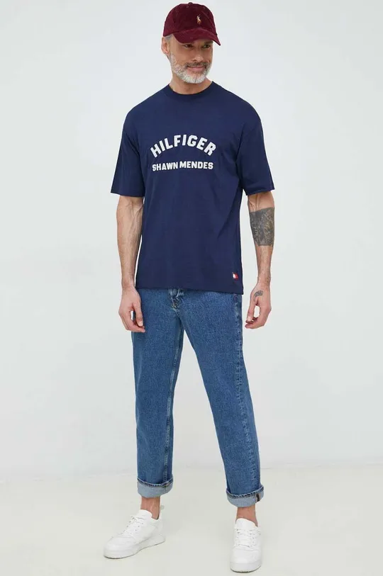 Majica kratkih rukava Tommy Hilfiger x Shawn Mendes mornarsko plava
