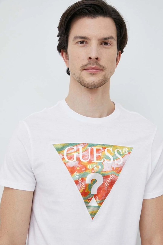 biały Guess t-shirt bawełniany