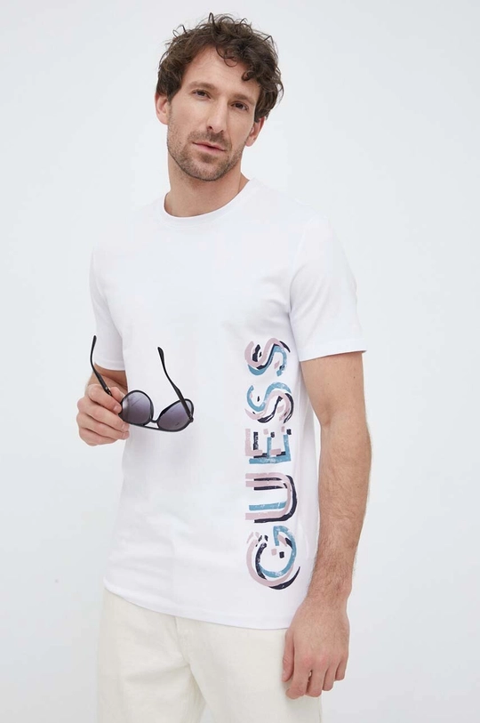 biały Guess t-shirt Męski