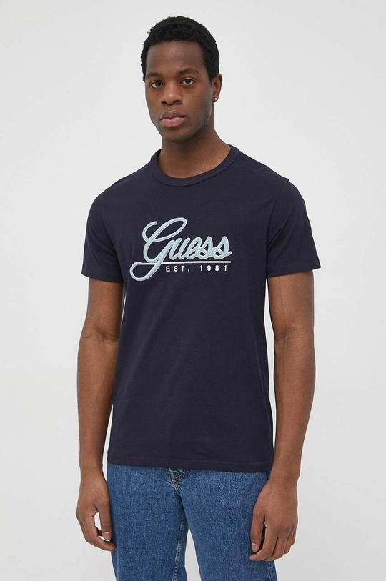 Guess t-shirt bawełniany granatowy