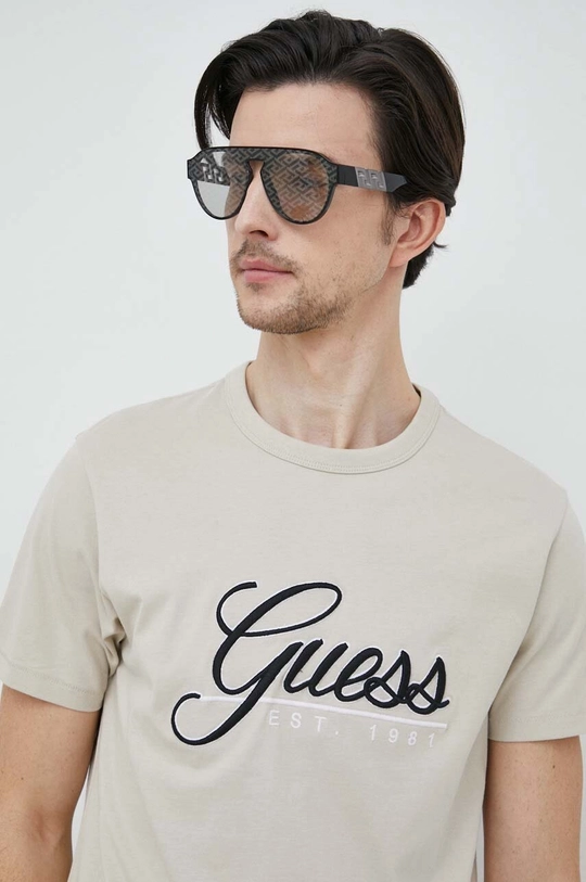 szary Guess t-shirt bawełniany