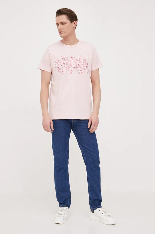Guess t-shirt bawełniany różowy