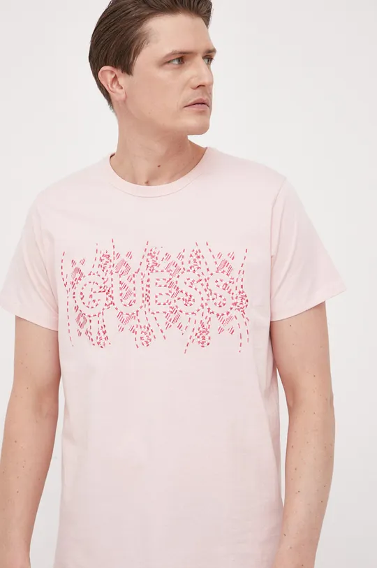ružová Bavlnené tričko Guess