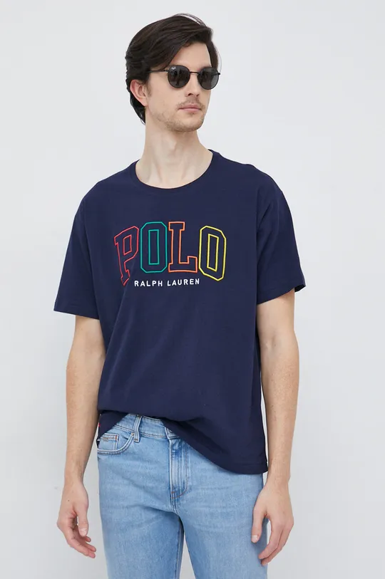 mornarsko modra Bombažna kratka majica Polo Ralph Lauren Moški