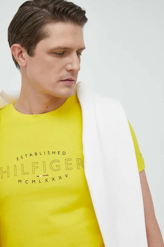 żółty Tommy Hilfiger t-shirt bawełniany