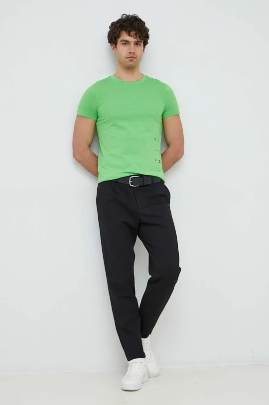 Tommy Hilfiger t-shirt bawełniany żółto - zielony