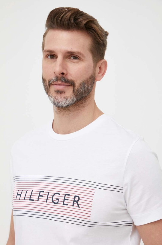 biały Tommy Hilfiger t-shirt bawełniany