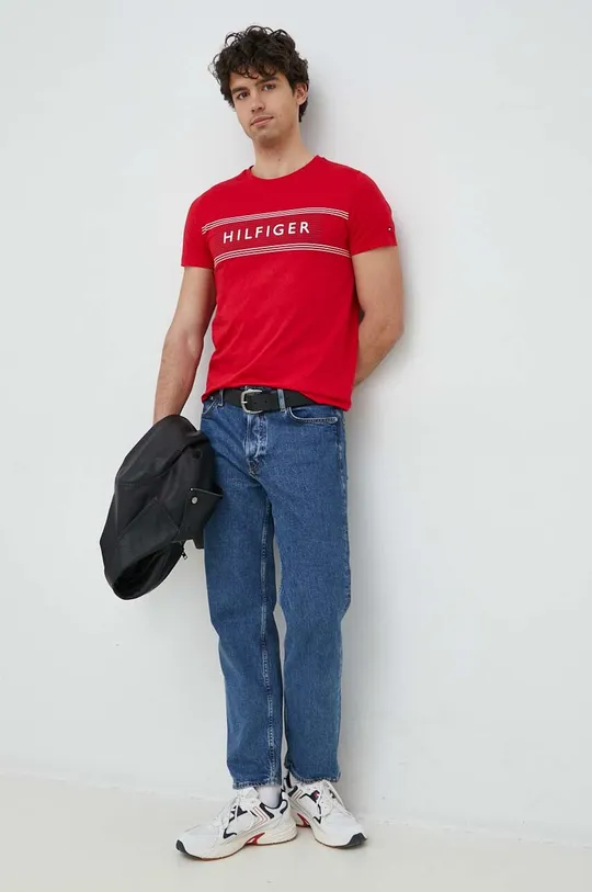 Bavlnené tričko Tommy Hilfiger červená