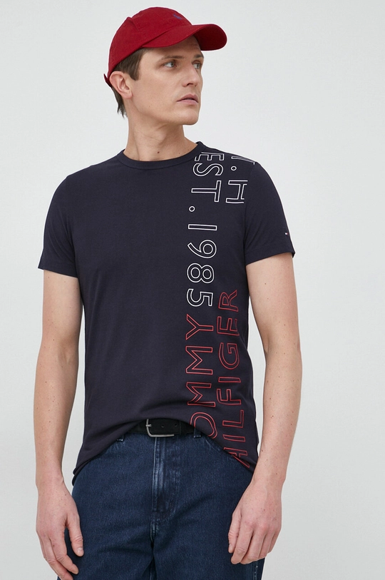 granatowy Tommy Hilfiger t-shirt bawełniany Męski