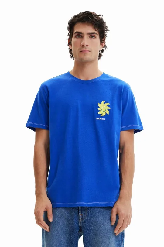 блакитний Бавовняна футболка Desigual Чоловічий
