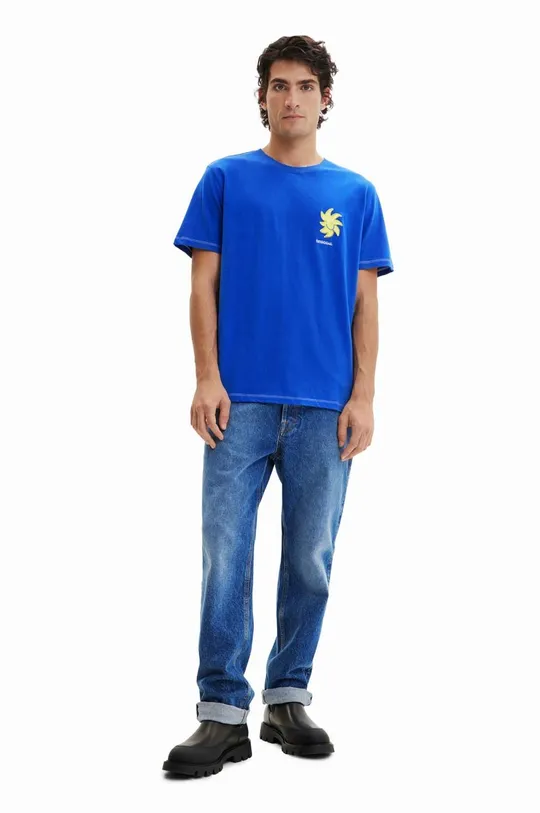 Бавовняна футболка Desigual блакитний