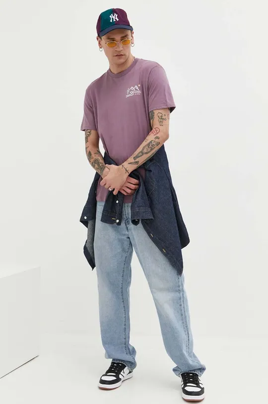 Хлопковая футболка Billabong фиолетовой