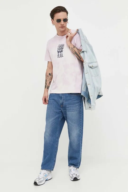 Βαμβακερό μπλουζάκι Billabong ροζ