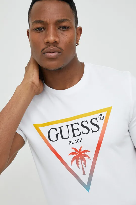 bela Kratka majica Guess Moški