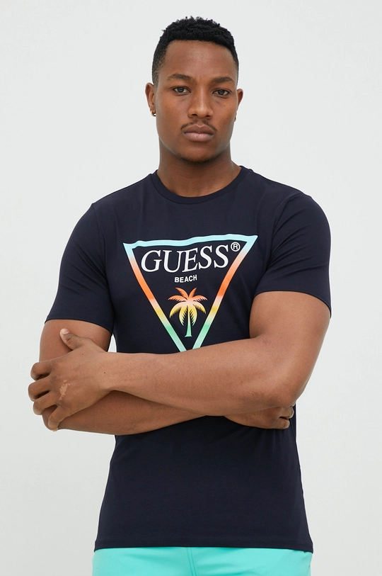 granatowy Guess t-shirt Męski