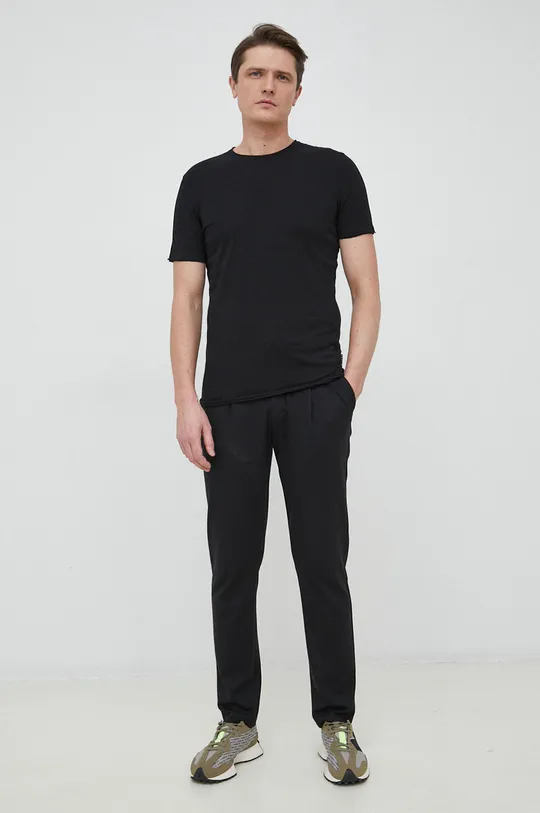 Bombažna kratka majica Sisley črna