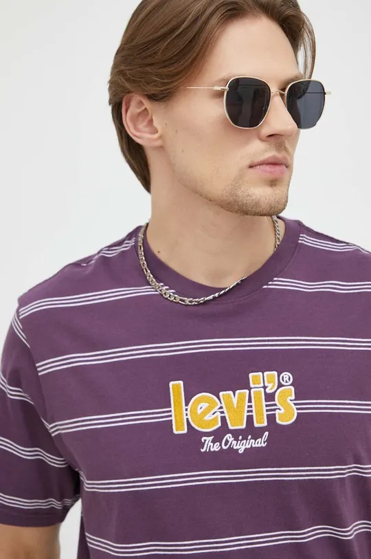 fialová Bavlnené tričko Levi's Pánsky