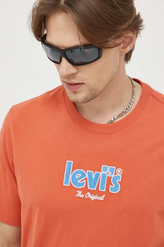 oranžová Bavlnené tričko Levi's Pánsky