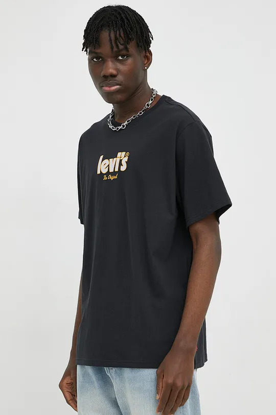 negru Levi's tricou din bumbac De bărbați