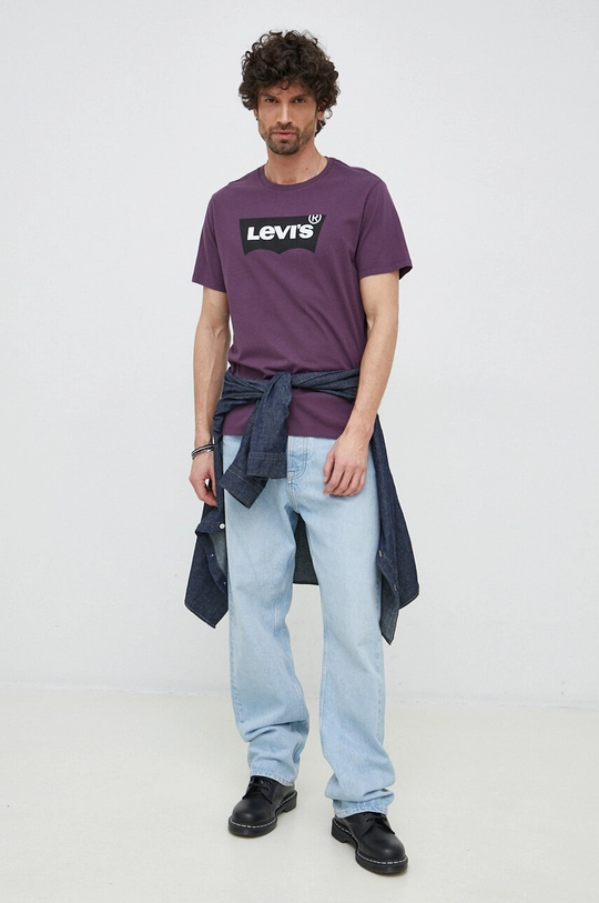 Βαμβακερό μπλουζάκι Levi's 22491.1193 μωβ SS23