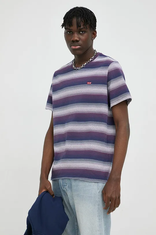 vijolična Bombažna kratka majica Levi's Moški