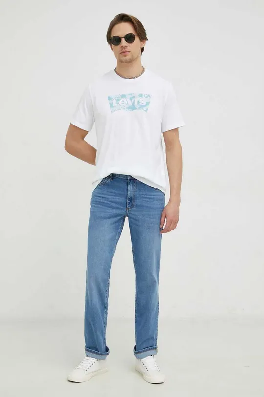 Βαμβακερό μπλουζάκι Levi's λευκό