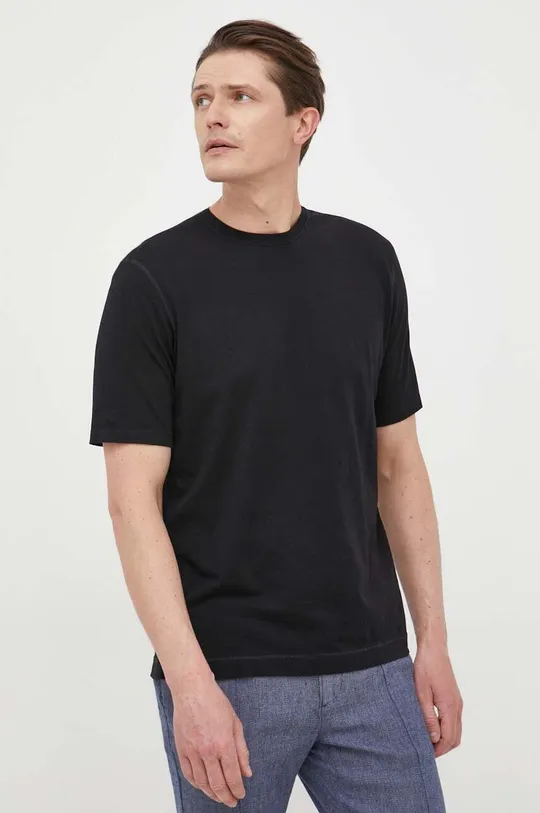 czarny Sisley t-shirt bawełniany Męski