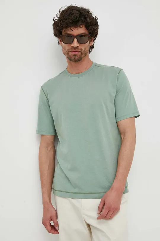 зелёный Хлопковая футболка Sisley Мужской