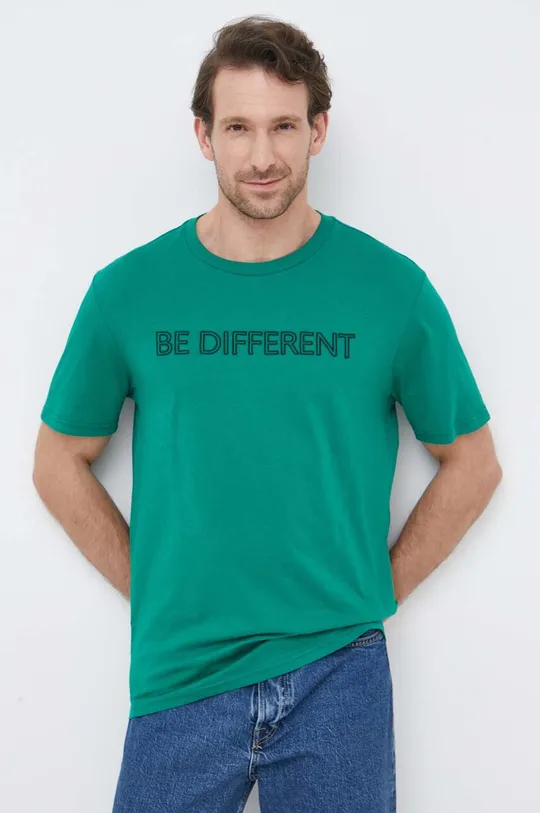zelena Pamučna majica United Colors of Benetton Muški