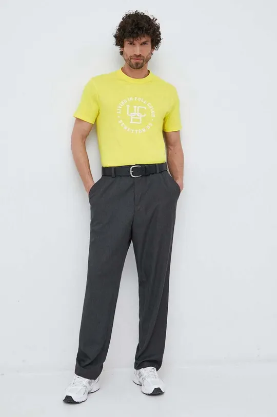 United Colors of Benetton t-shirt bawełniany żółty